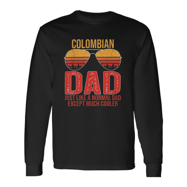 Colombian Dad Retro Sunglasses Colombia Fathers Day Long Sleeve T-Shirt T-Shirt