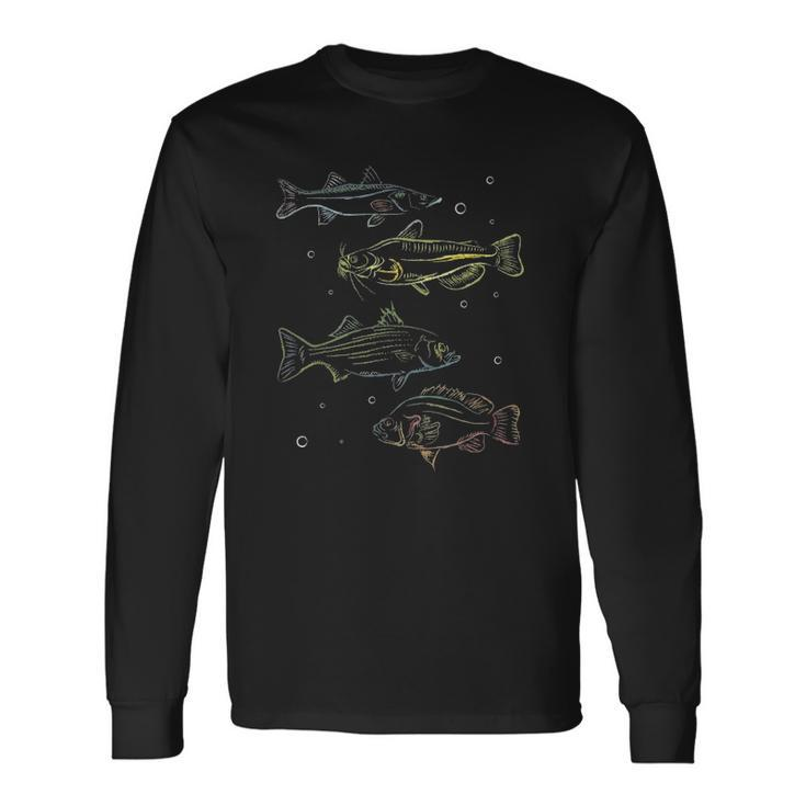 Colorful Fish Lake Fishing Fishermen Hobby Long Sleeve T-Shirt T-Shirt