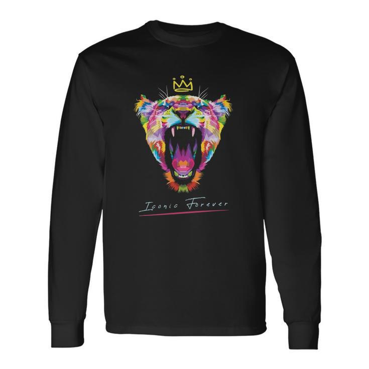 Colorful Queen Lioness With Crown Long Sleeve T-Shirt T-Shirt