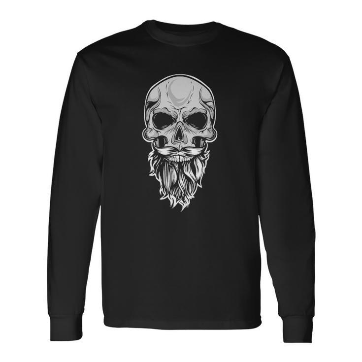 Cool Skull Costume Bald Head With Beard Skull Long Sleeve T-Shirt T-Shirt