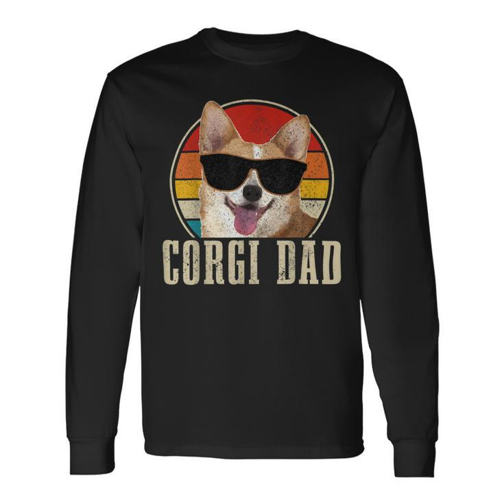 Corgi Dad Vintage Sunglasses Corgi Dog Owner Long Sleeve T-Shirt