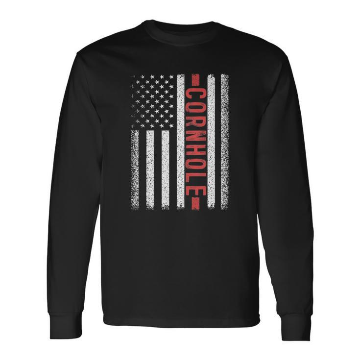 Cornhole American Flag 4Th Of July Bags Player Novelty Long Sleeve T-Shirt T-Shirt Gifts ideas