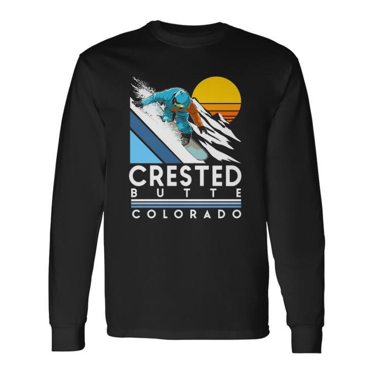 Crested Butte Colorado Retro Snowboard Long Sleeve T-Shirt T-Shirt