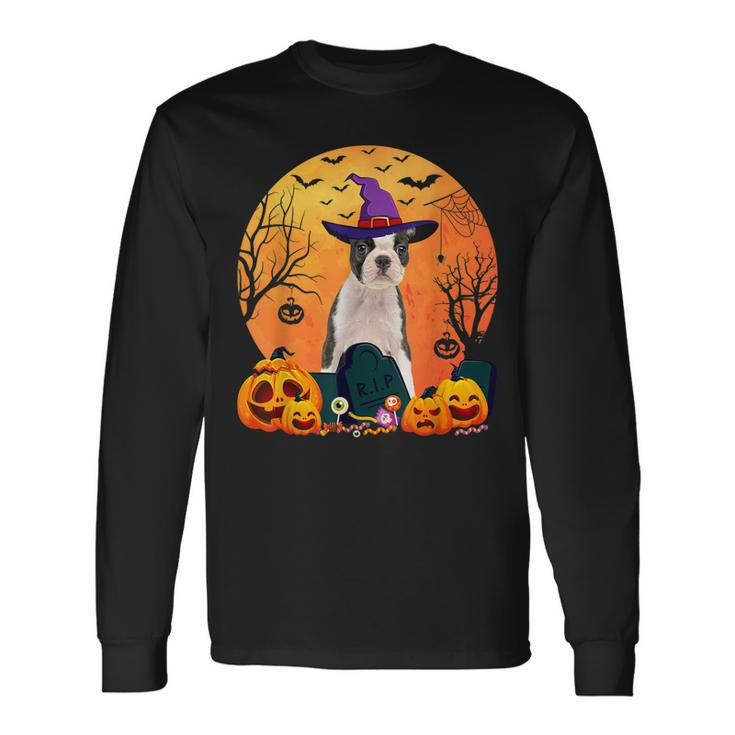 Cute Boston Terrier Halloween Costume Dog Lover Long Sleeve T-Shirt