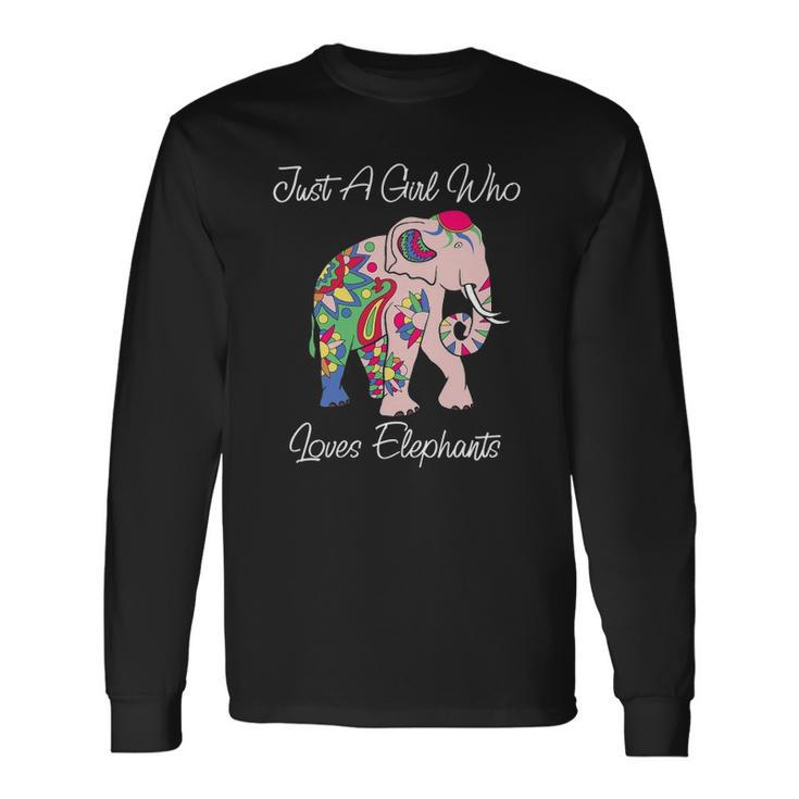 Cute Elephant Floral Themed Novelty For Animal Lovers Long Sleeve T-Shirt T-Shirt