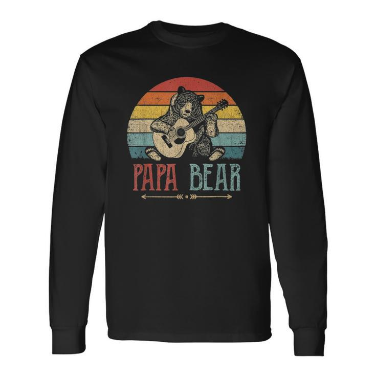 Cute Papa Bear Vintage Fathers Day Retro Dad Guitar Long Sleeve T-Shirt T-Shirt