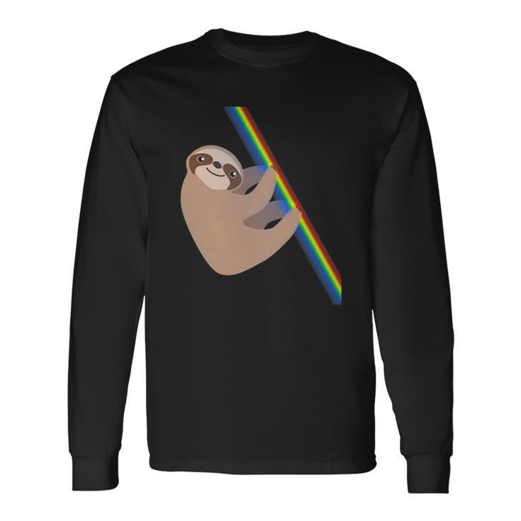 Cute Sloth New Sloth Climbing A Rainbow Long Sleeve T-Shirt T-Shirt Gifts ideas