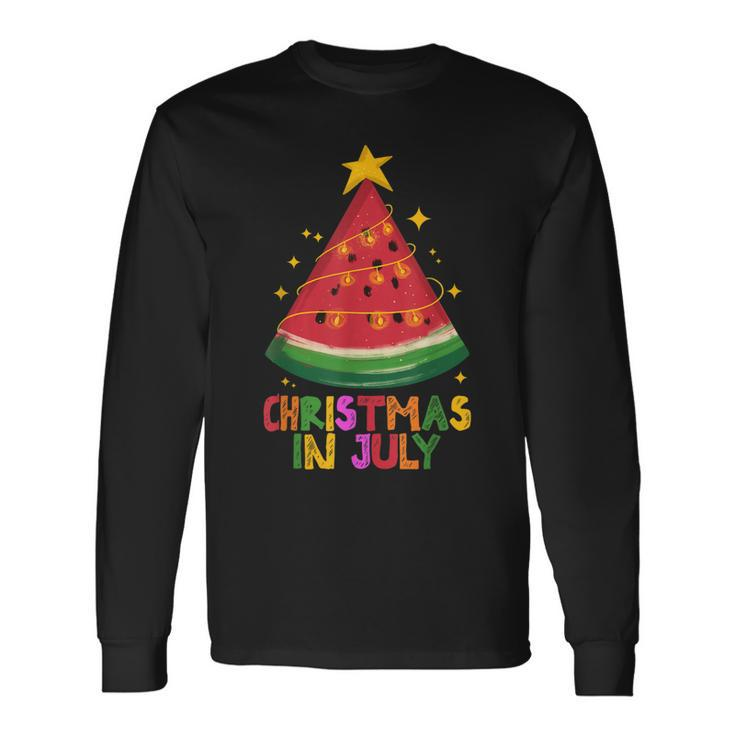 Cute Watermelon Christmas In July Summer Vacation Long Sleeve T-Shirt