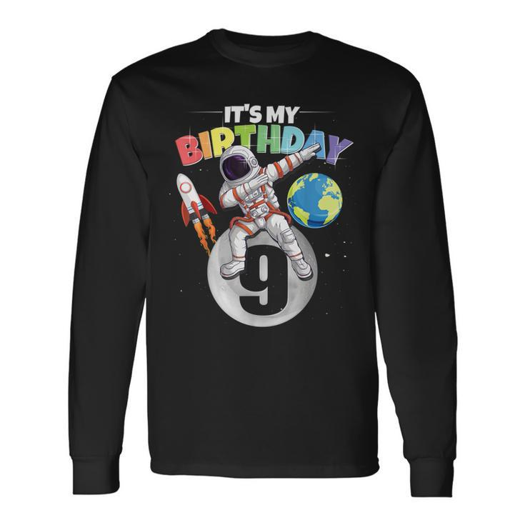 Dabbing Astronaut 9Th Birthday Boy Girl 9 Years 2013 Long Sleeve T-Shirt