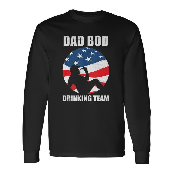 Dad Bod Drinking Team American Us Flag Vintage Fathers Day Long Sleeve T-Shirt T-Shirt