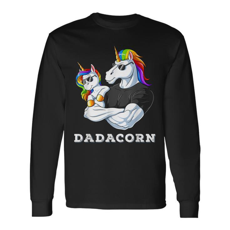 Dadacorn Unicorn Dad Of The Birthday Girl Princess Daughter Long Sleeve T-Shirt