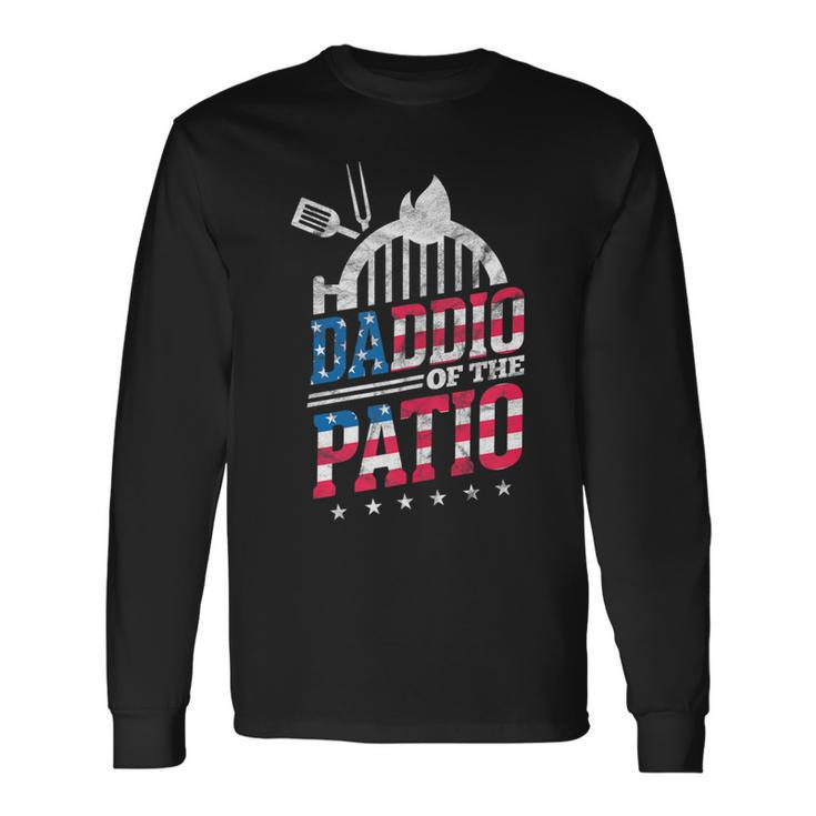 Daddio Of The Patio Usa Flag Patriotic Bbq Dad 4Th Of July Long Sleeve T-Shirt
