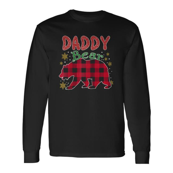 Daddy Bear Plaid Buffalo Pajama Matching Christmas Raglan Baseball Tee Long Sleeve T-Shirt T-Shirt