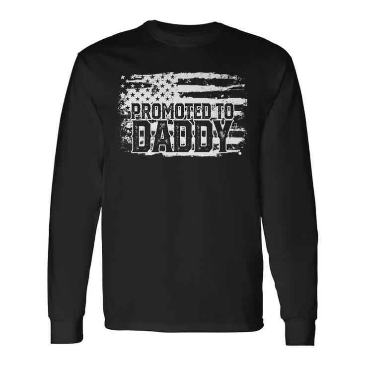 Daddy Dad American Flag 4Th Of July Pregnancy Announcement Long Sleeve T-Shirt