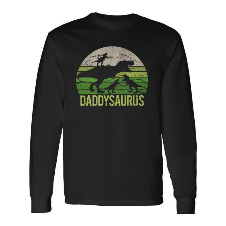 Daddy Dinosaur Daddysaurus 3 Three Dad Christmas Long Sleeve T-Shirt T-Shirt