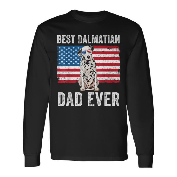 Dalmatian Dad American Flag Dog Lover Owner Dalmatian Dog Long Sleeve T-Shirt