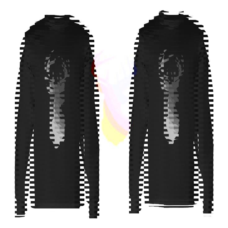 Deer Groovy Stripes Deer Head Long Sleeve T-Shirt