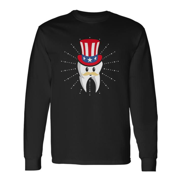 Dental Tooth Hat 4Th Of July Usa Flag Dentist Long Sleeve T-Shirt T-Shirt