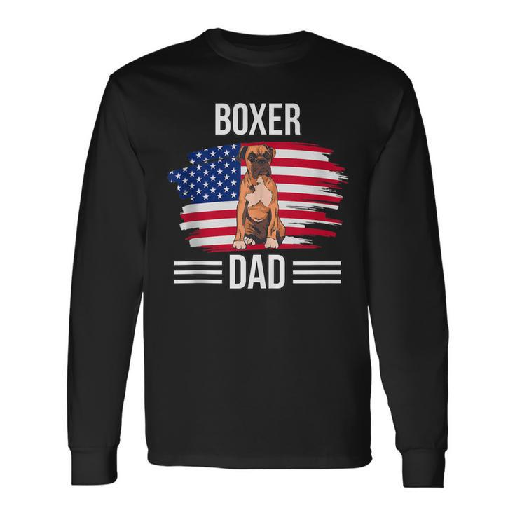 Dog Owner Us Flag 4Th Of July Fathers Day Boxer Dad Long Sleeve T-Shirt