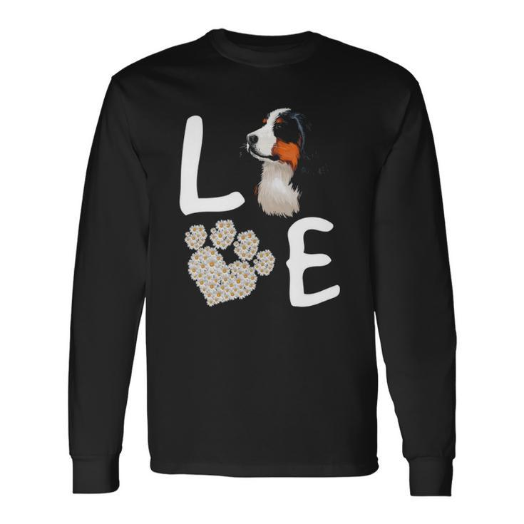 Dogs 365 Love Bernese Mountain Dog Paw Pet Rescue Long Sleeve T-Shirt T-Shirt