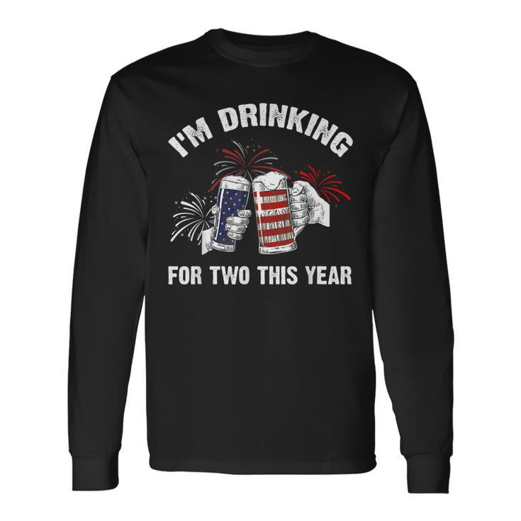 Im Drinking For Two Pregnancy 4Th Of July Dad Long Sleeve T-Shirt