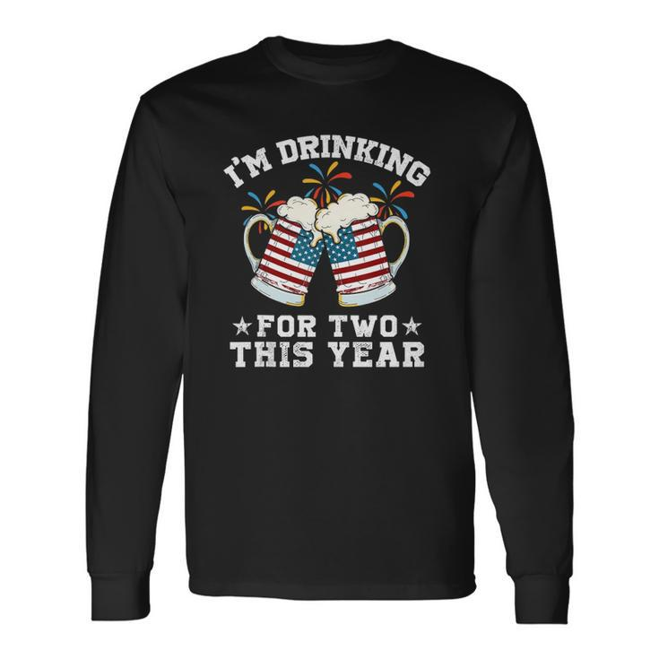 Im Drinking For Two This Year Pregnancy 4Th Of July Long Sleeve T-Shirt T-Shirt