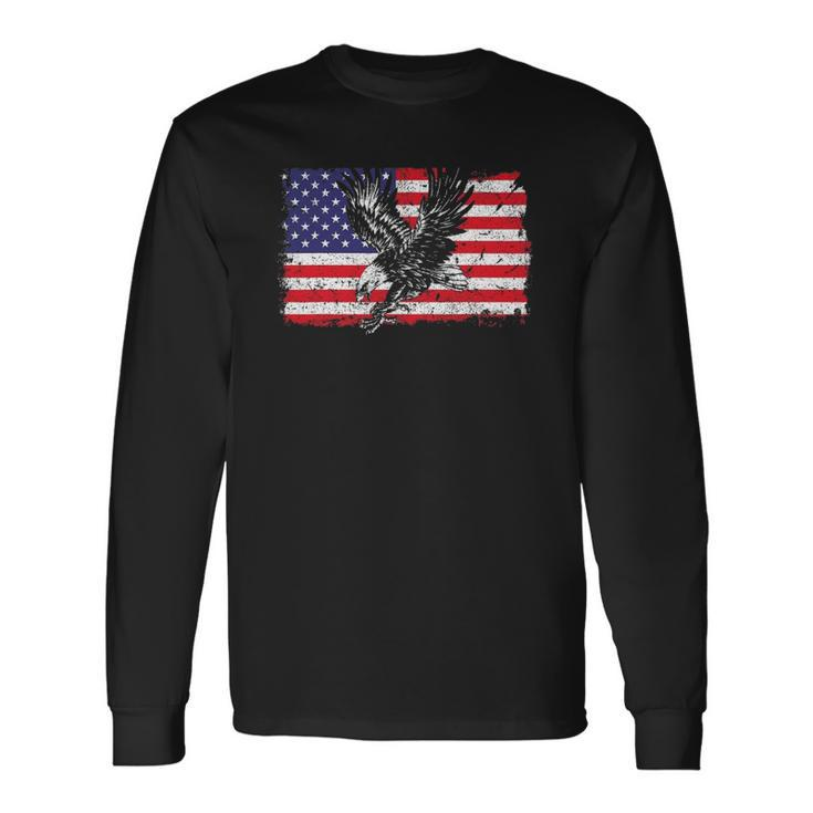Eagle American Flag 4Th Of July Usa Merica Bird Lover Long Sleeve T-Shirt T-Shirt