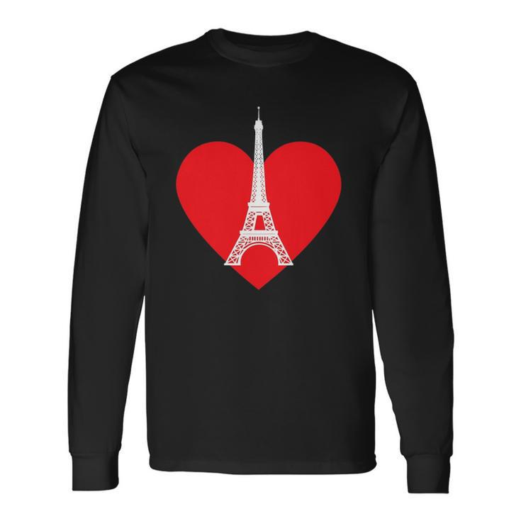 Eiffel Tower Heart For Paris Downtown France City Of Love Long Sleeve T-Shirt T-Shirt