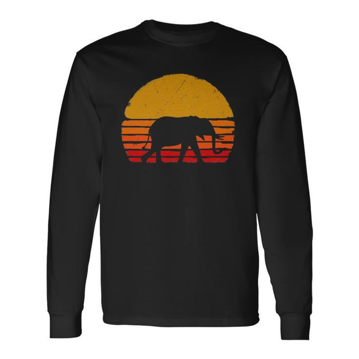 Elephant Retro Style Silhouette Elephant Lover Long Sleeve T-Shirt T-Shirt