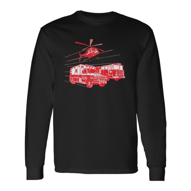 Ems Fire Rescue Truck Helicopter Cute Unique Long Sleeve T-Shirt T-Shirt