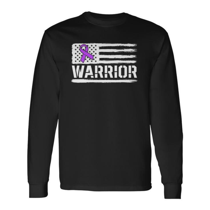 Epilepsy Warrior Purple American Flag Awareness Ribbon Long Sleeve T-Shirt T-Shirt