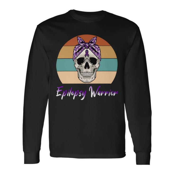 Epilepsy Warrior  Skull Women Vintage  Purple Ribbon  Epilepsy  Epilepsy Awareness V2 Unisex Long Sleeve