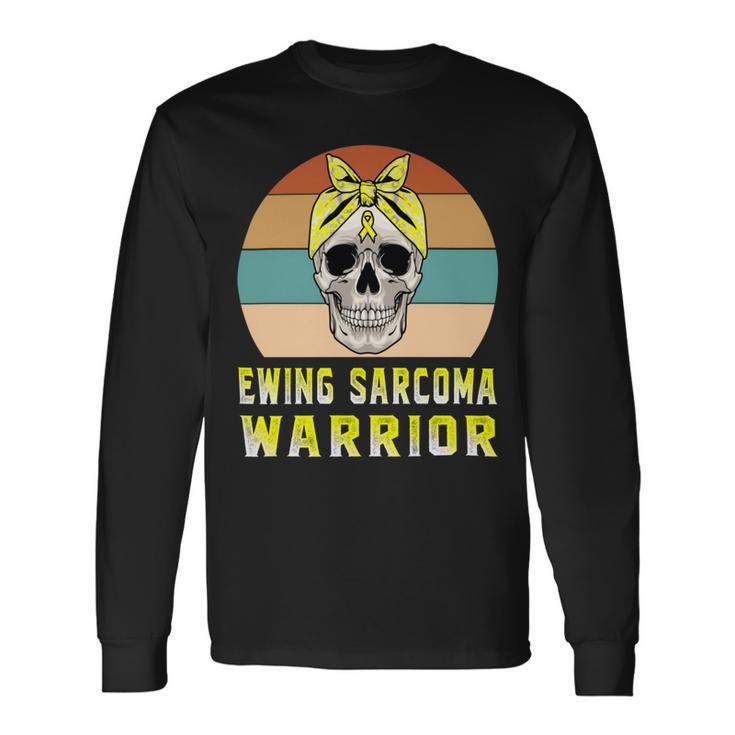 Ewings Sarcoma Warrior  Skull Women Vintage  Yellow Ribbon  Ewings Sarcoma  Ewings Sarcoma Awareness V2 Unisex Long Sleeve