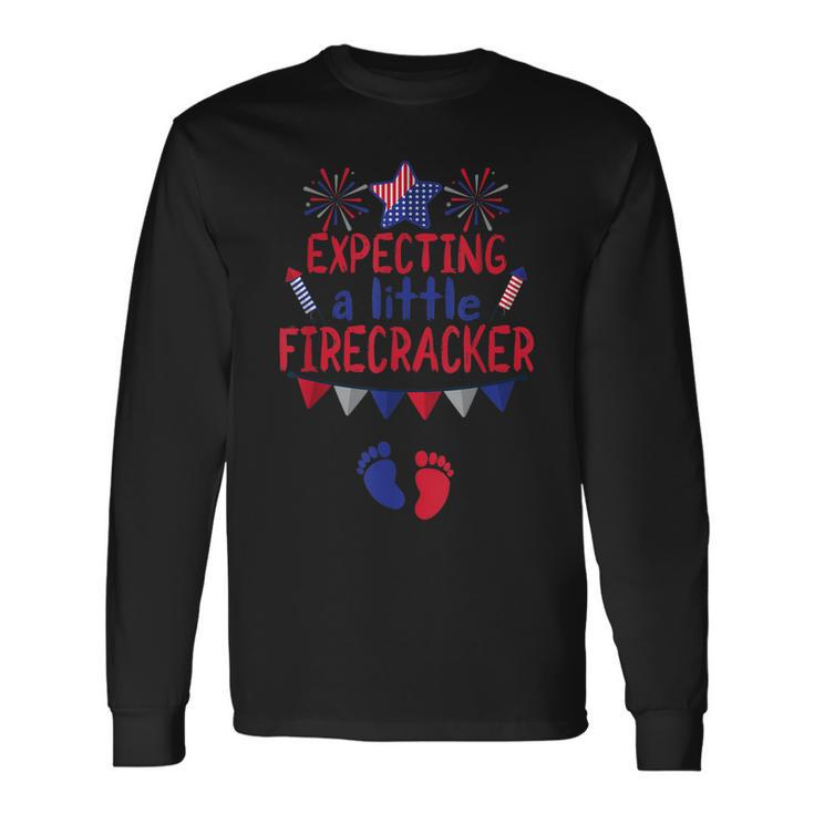 Expecting A Little Firecracker 4Th Of July Pregnancy Long Sleeve T-Shirt