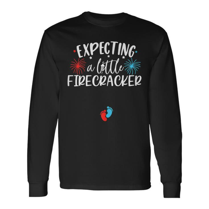 Expecting A Little Firecracker 4Th Of July Pregnant Long Sleeve T-Shirt Gifts ideas
