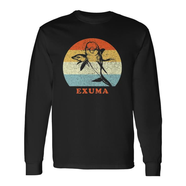 Exuma Bahamas Vintage Retro Dolphin Vacation Long Sleeve T-Shirt T-Shirt