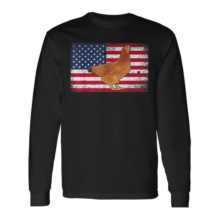 Farmer Dad 4Th Of July Patriotic Chicken Daddy Long Sleeve T-Shirt