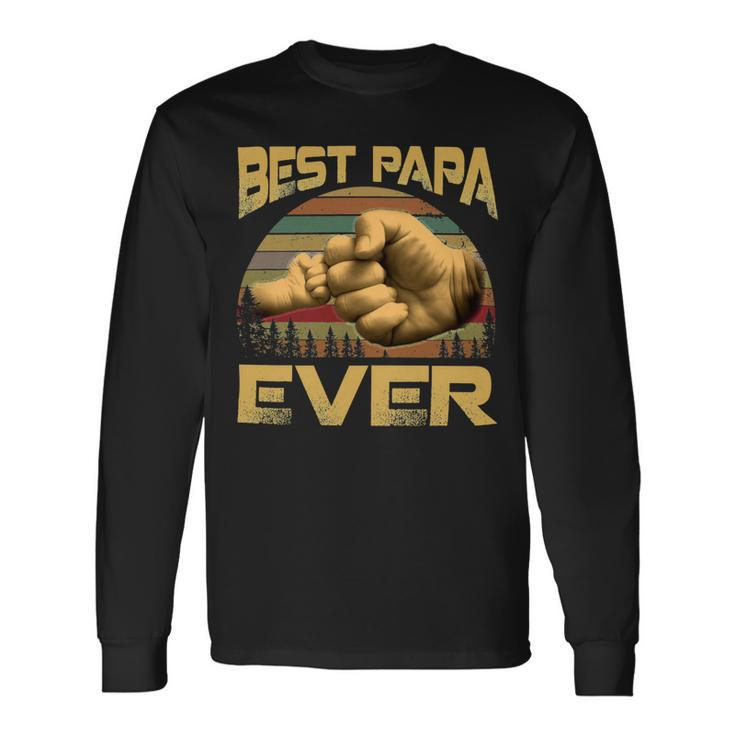 Father Grandpa Best Papa Ever Retro Vintage 54 Dad Long Sleeve T-Shirt