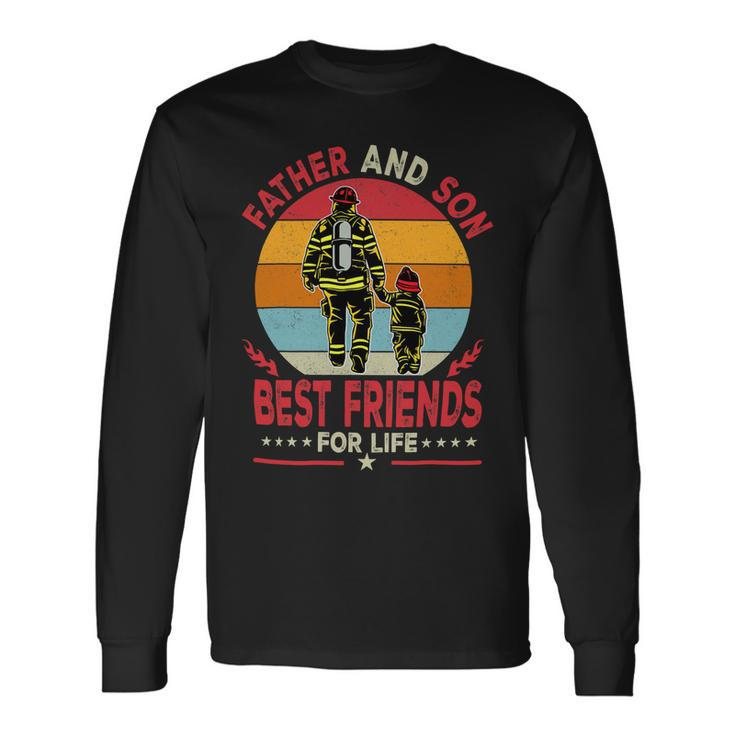 Father Grandpa And Son Firefighter Best Friends For Life Fathers Day 262 Dad Long Sleeve T-Shirt
