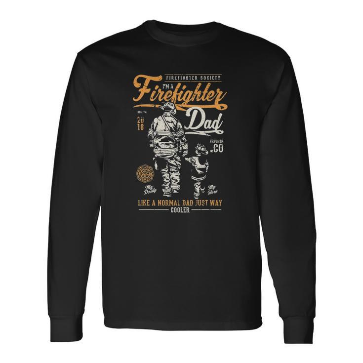 Fathers Day Firefighter Retro Fireman Long Sleeve T-Shirt T-Shirt