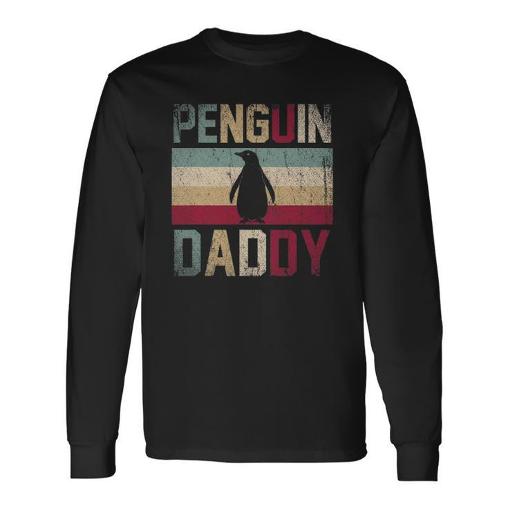 Fathers Day Idea Animal Lover Dad Retro Penguin Long Sleeve T-Shirt T-Shirt