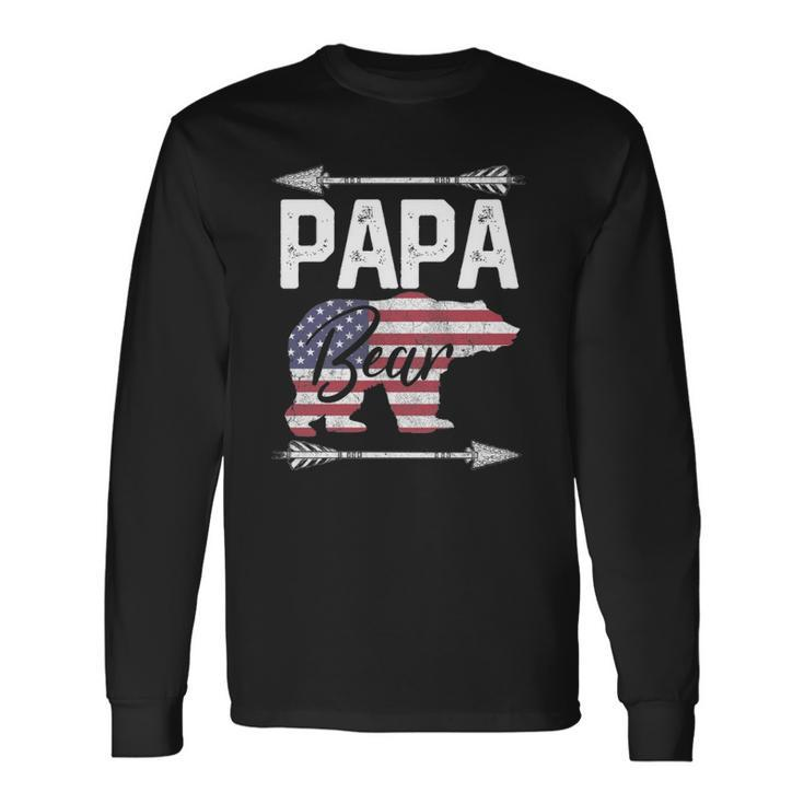 Fathers Day Papa Bear Dad Grandpa Usa Flag July 4Th Long Sleeve T-Shirt T-Shirt