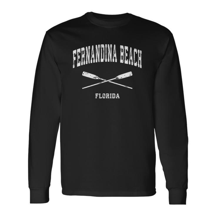 Fernandina Beach Florida Vintage Nautical Crossed Oars Long Sleeve T-Shirt T-Shirt