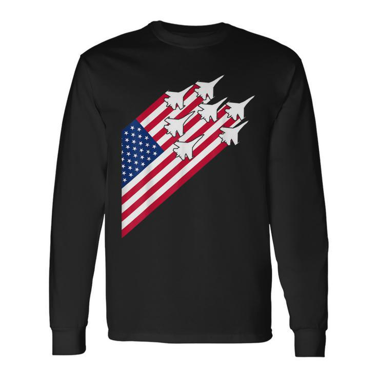 Fighter Jets Usa Flag 4Th Of July Fighter Jet Flag Long Sleeve T-Shirt