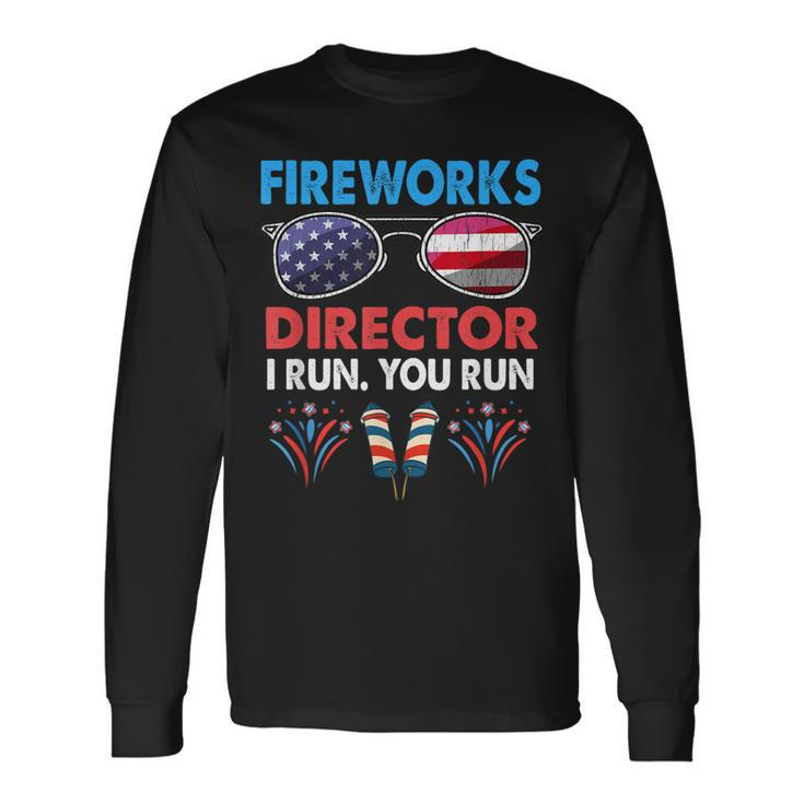 Fireworks Director If I Run You Run 4Th Of July Boys Long Sleeve T-Shirt