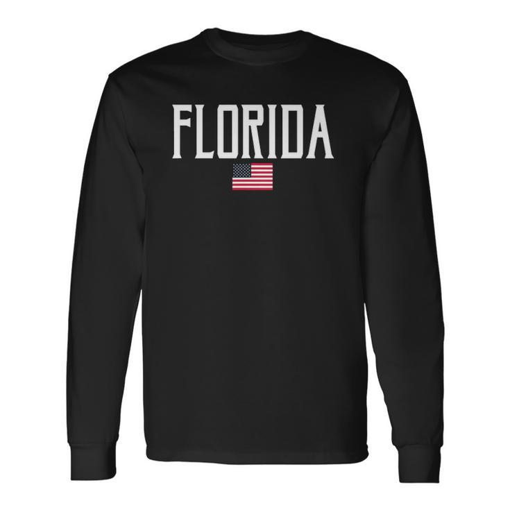 Florida American Flag Vintage White Text Long Sleeve T-Shirt T-Shirt