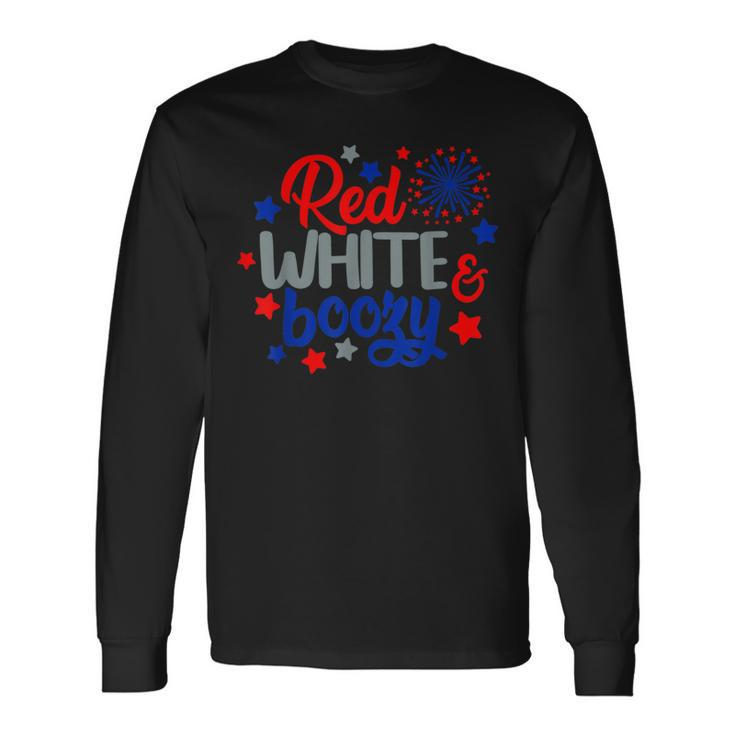 Fourth Of July 4Th Of July Red White And Boozy Long Sleeve T-Shirt