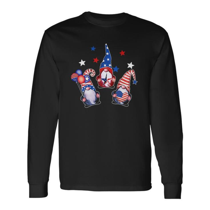 Fourth Of July Gnomes Patriotic American Flag Red White Blue Long Sleeve T-Shirt T-Shirt