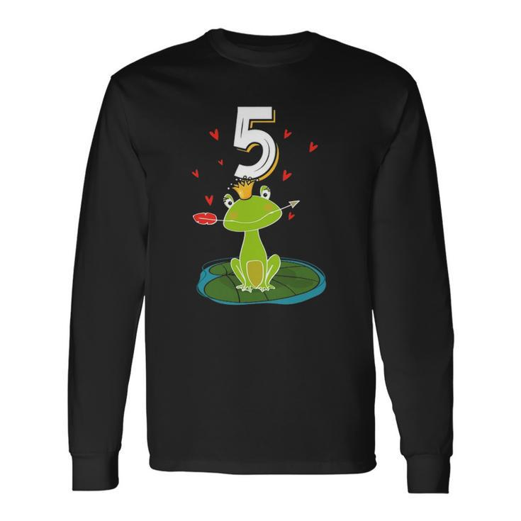 Frog Animal Lovers 5Th Birthday Girl B-Day 5 Years Old Long Sleeve T-Shirt T-Shirt