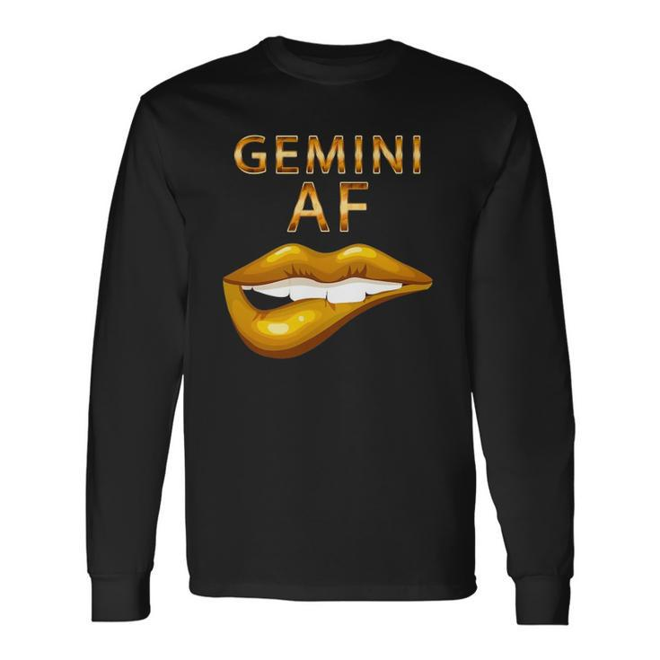 Gemini Af Gold Sexy Lip Birthday Long Sleeve T-Shirt T-Shirt